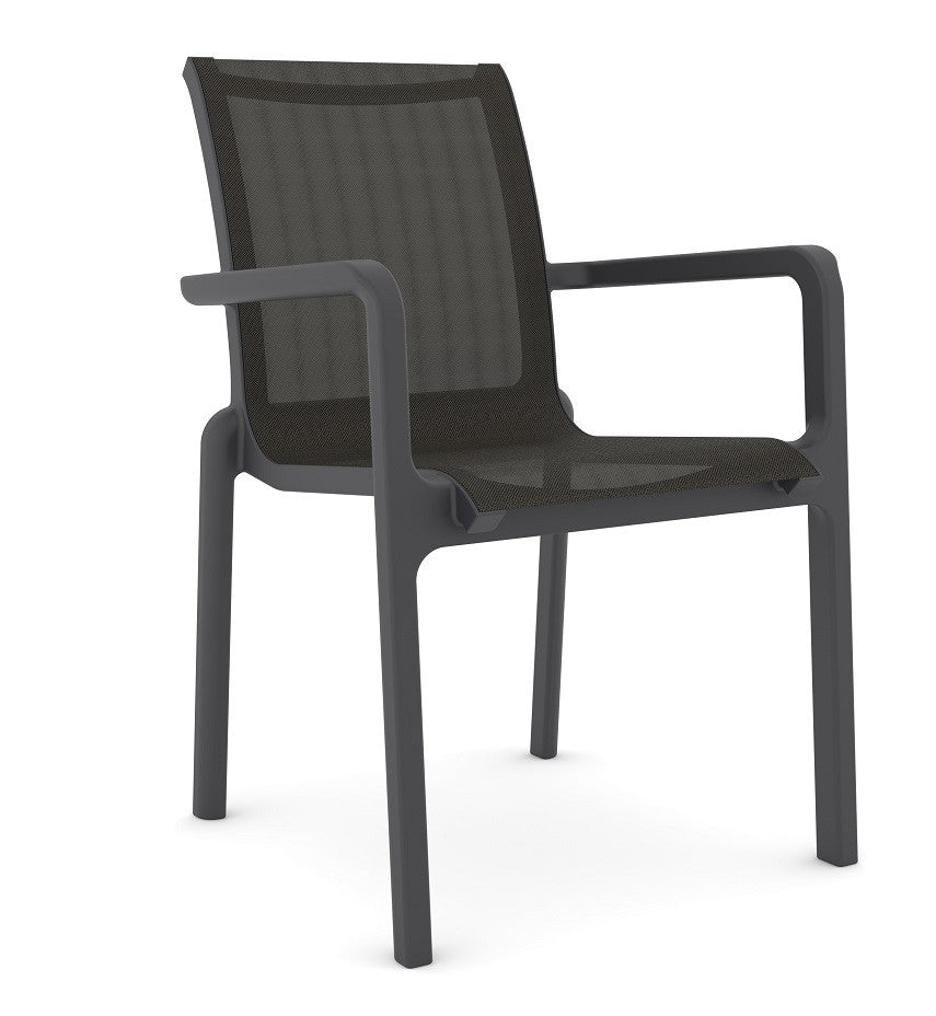 Sillón NEPTUNO, apilable, polipropileno y batyline antracita