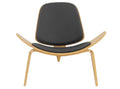 Sillón NORDIC (R), fresno, similpiel negra