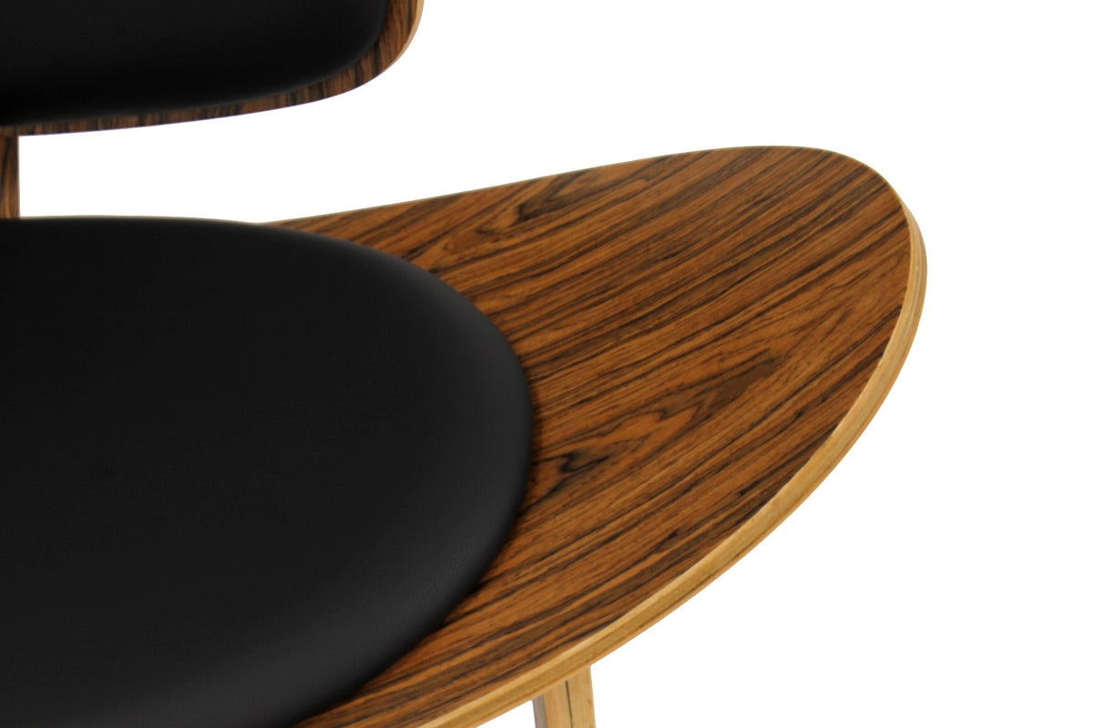 Sillón NORDIC (R), palo rosa, similpiel negra