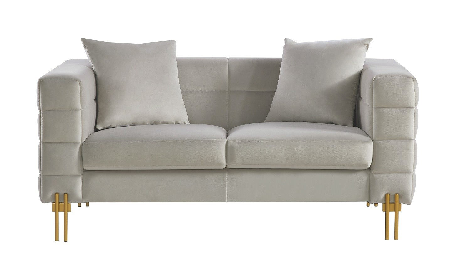 Sofá LARIOS, 2 plazas, tejido velvet gris claro 25