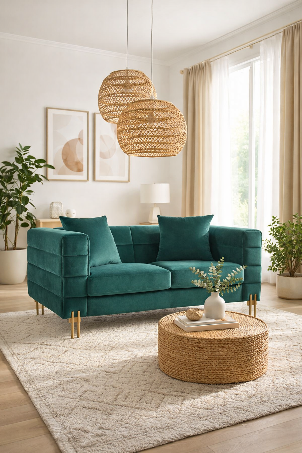 Sofá LARIOS, 2 plazas, tejido velvet verde agua 58