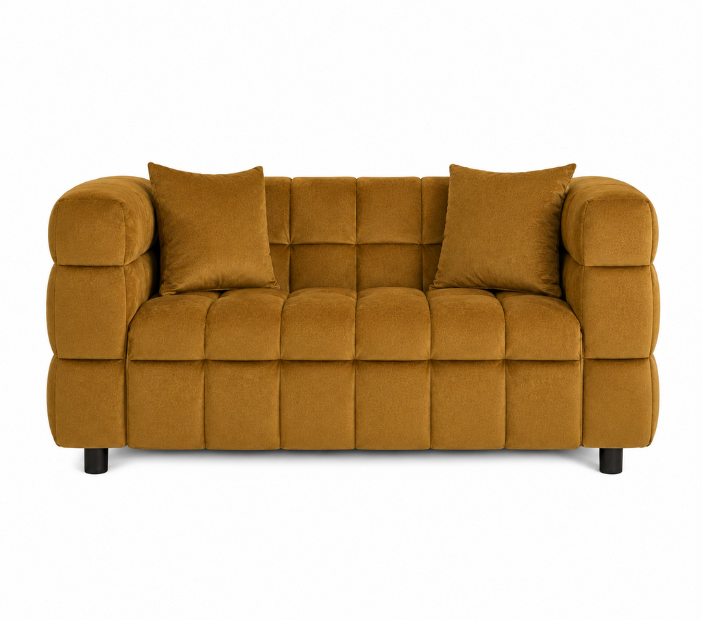 Sofá LORING, 2 plazas, tejido velvet camel 34