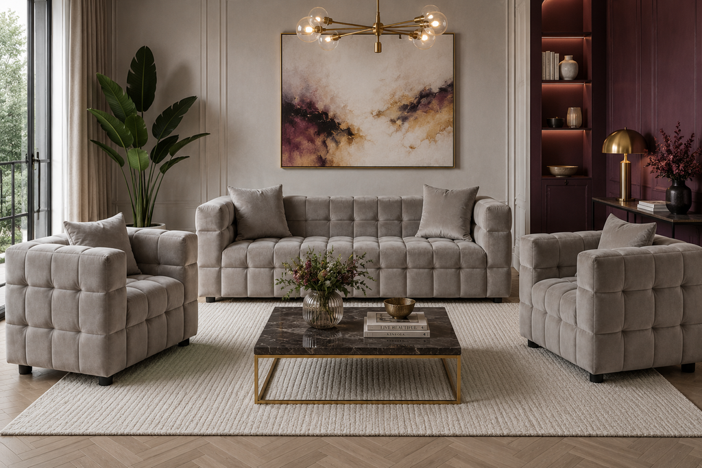 Sofá LORING, 3 plazas, tejido velvet gris claro 25