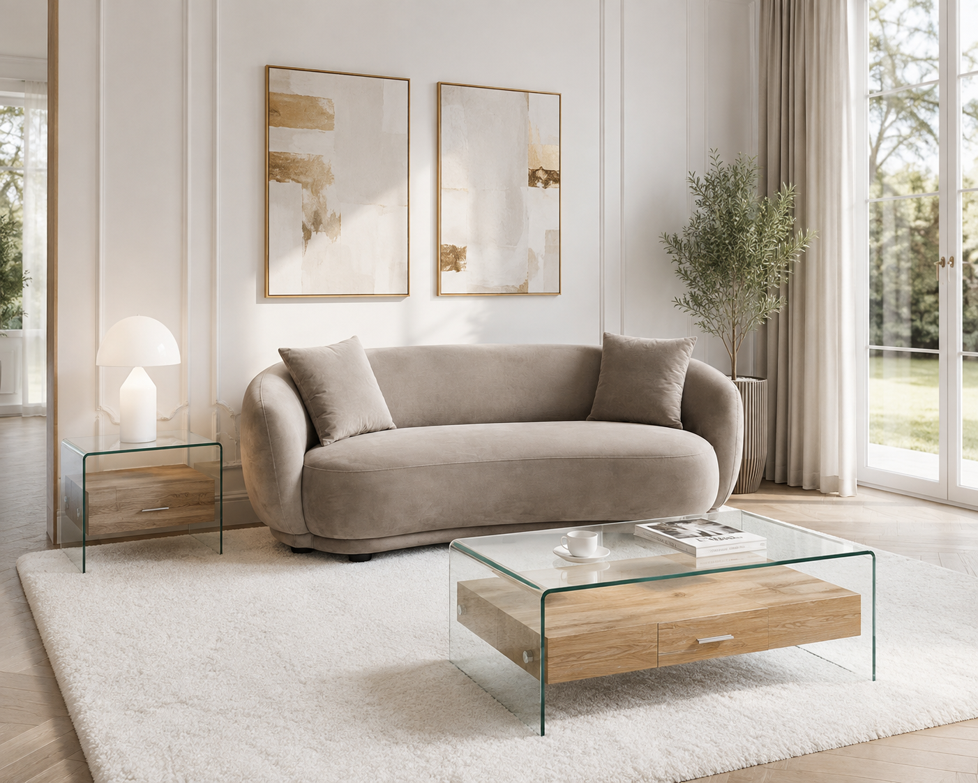 Sofá Rachel, 3 plazas, tejido velvet gris claro 25