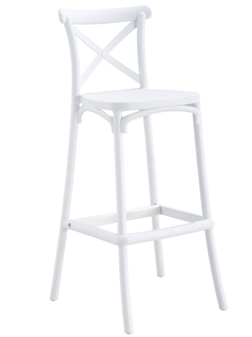 Taburete CORFÚ, tratamiento anti UV, polipropileno blanco