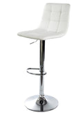 Taburete DESEO NEW (M), cromado, similpiel blanca