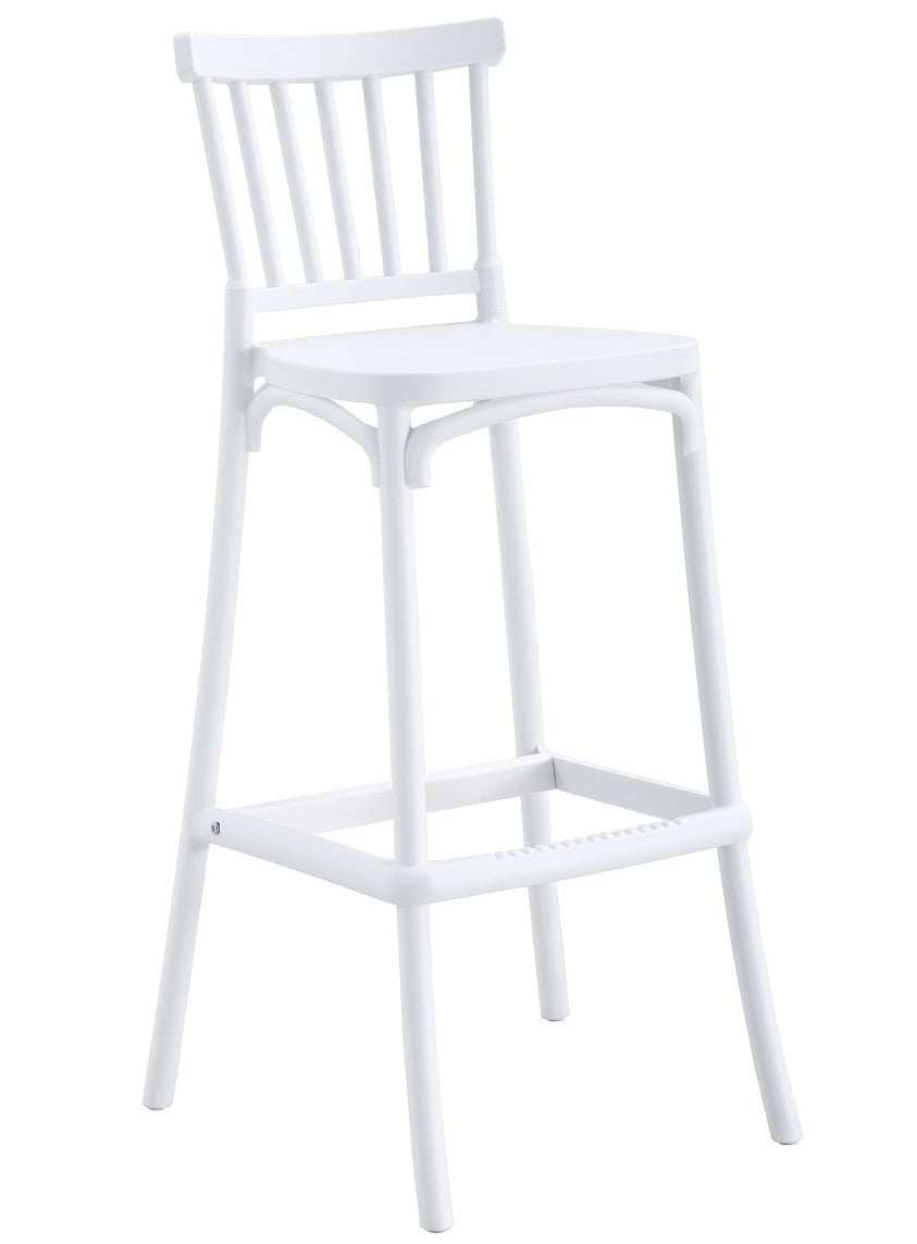 Taburete MILOS, tratamiento anti UV, polipropileno blanco