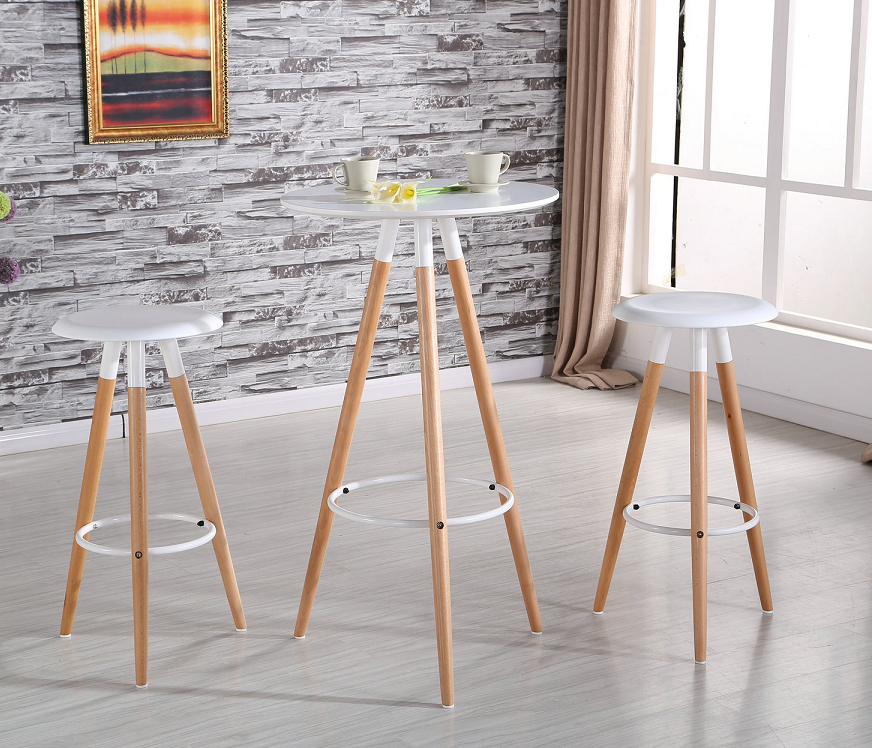 Taburete OTILIO NEW, madera, polipropileno blanco