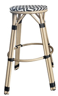 Taburete TARAMAY, apilable, aluminio, mesh blanco y negro